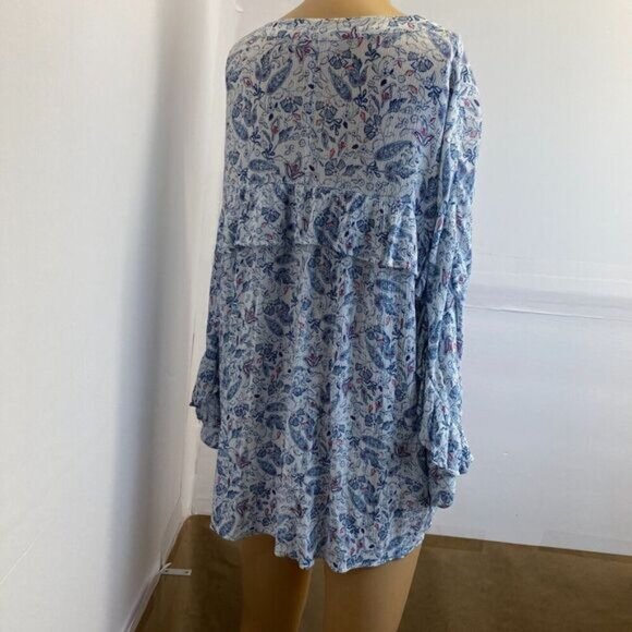 Lauren Conrad Womens Floral Button Up Ruffle  Blouse Top Size XL Multicolor Used - Picture 6 of 15